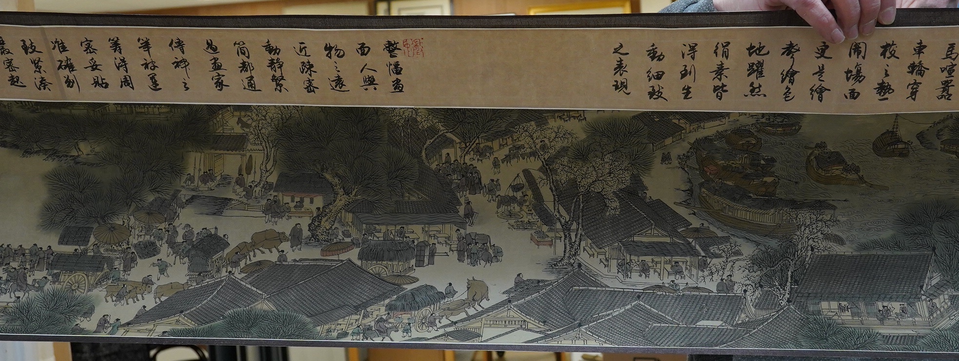 Four Chinese scroll pictures, one after Qi Baishi (1854-1967). Condition - fair